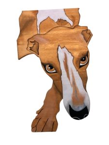 Brown greyhound - acrílica sobre madeira