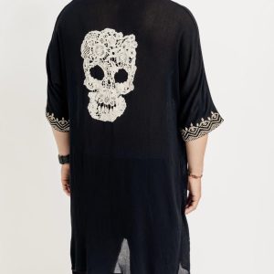 Kaftan Embroidered Skull 001