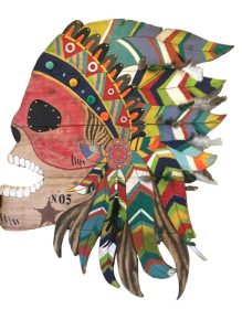 Mask Indian Skull - acrílica sobre madeira
